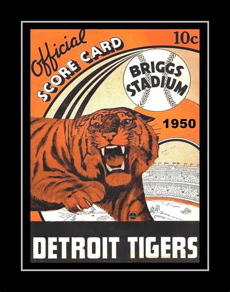 Vintage Detroit Tigers 1950s Poster, Baseball Fan Gift, 1950 ...