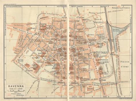 Carta Geografica Antica Ravenna Pianta Della Citt Old Antique Map