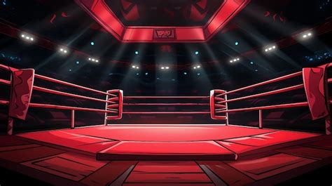 Premium Photo Empty Boxing Ring With Red Ropes Illustration Ai Generated