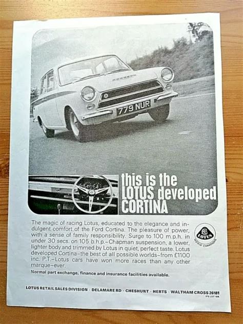 Ford Lotus Cortina Mk Advert Original Magazine Print