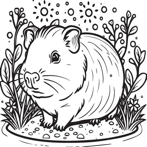 Guinea pig coloring pages. Guinea pig outline vector for coloring book ...