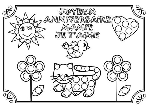 Coloriage anniversaire mamie à imprimer Tête à modeler