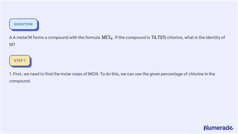 Solved A A Metal M Forms A Compound With The Formula Mcl If The