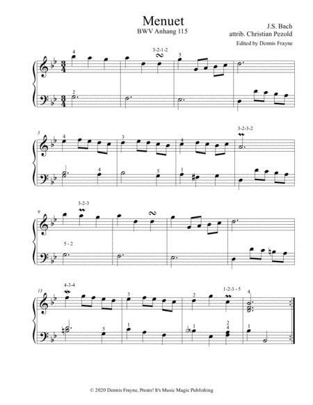 Menuet Minuet In G Minor BWV Anhang 115 Arr Presto It S Music