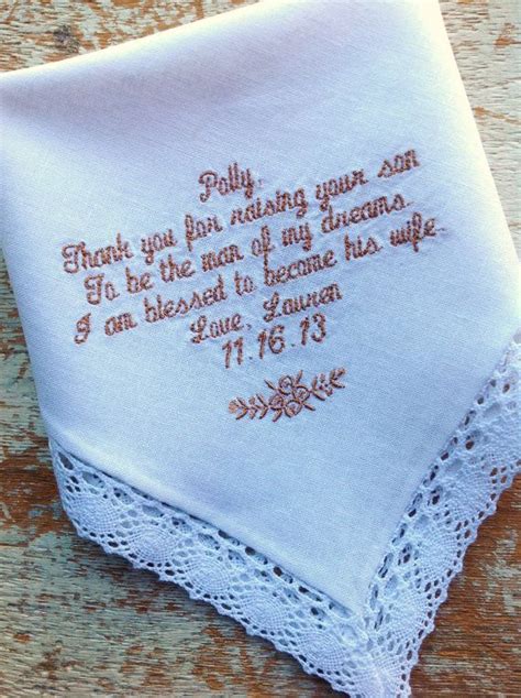 Mother In Law From BRIDE Wedding Heirloom Handkerchief Custom