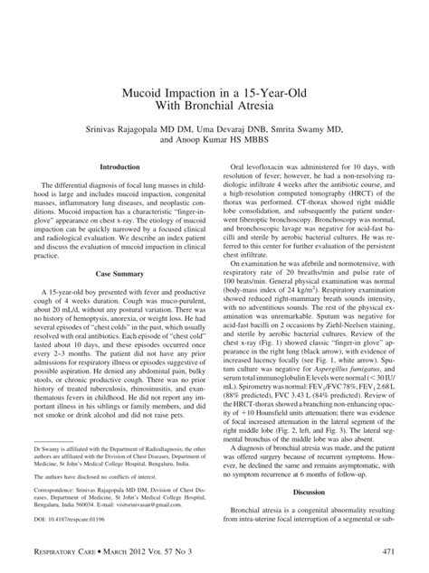 (PDF) Mucoid Impaction in a 15-Year-Old With Bronchial Atresia