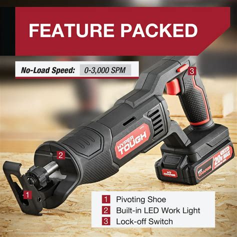 Hyper Tough Tool Piece Set 20v Max Cordless Combo Kit With