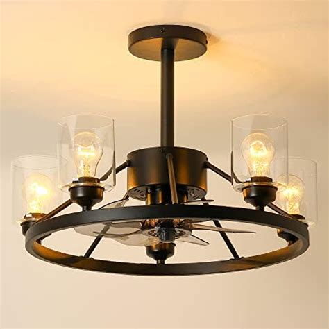 Kingtoro Chandelier Ceiling Fans With Lights And Remote Black