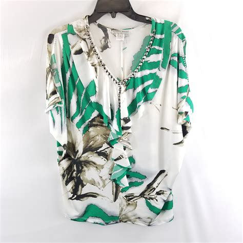 Buy The Alberto Makali Women Green Short Sleeve Blouse M Goodwillfinds