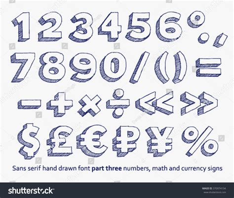 Vector Hand Drawn Doodle Numbers Mathematical Stock Vector Royalty