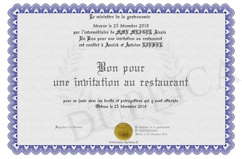 Bon Pour Une Invitation Au Restaurant