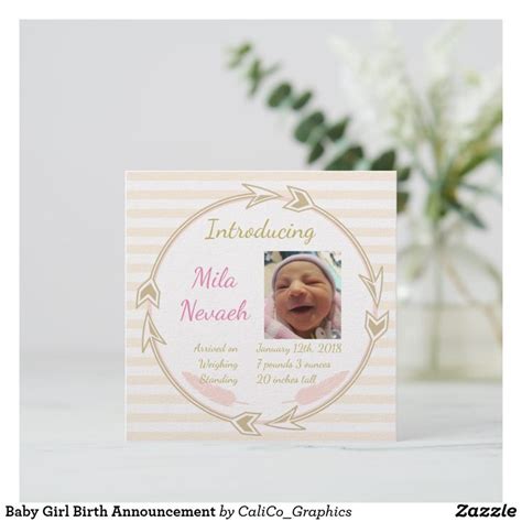 Baby Girl Birth Announcement Unique Baby Announcement, Birth Announcements, Calico, New Baby ...