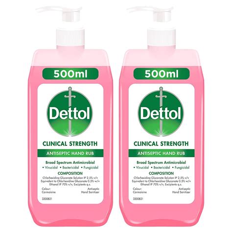 Dettol Clinical Strength Antiseptic Hand Sanitizer 500ml Pack Of 2