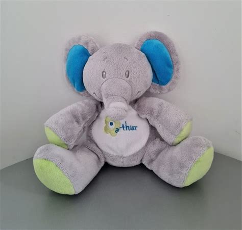 Lot Doudous Peluche El Phant Arthur Et Nounours Musti Mustela Beebs