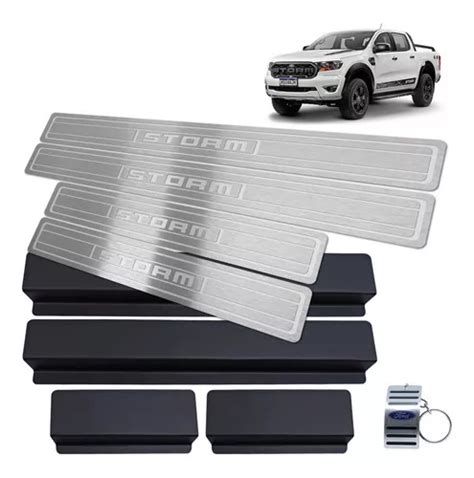 Soleira Aço Inox Ford Ranger Storm Prata Baixo Relevo Parcelamento