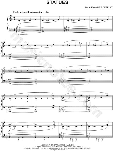 Statues From Harry Potter And The Deathly Hallows Part 2 Sheet Music Piano Solo In A Minor