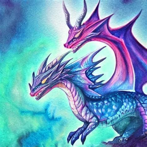 Mystical Pastel Dragon Watercolor Fantasy Concept Stable Diffusion