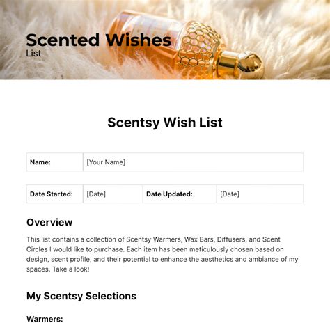 Free Scentsy Wish List Template Edit Online And Download