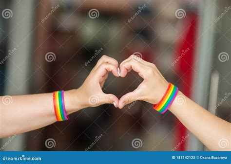 Pride Concept Hand Making A Heart Sign With Gay Pride Lgbt Rainbow