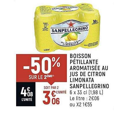 Promo Boisson Pétillante Aromatisée Au Jus De Citron Limonata