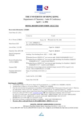 Fillable Online Chemistry Hku HOTEL RESERVATION FORM HKU Chemistry