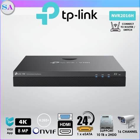 TP Link VIGI NVR2016H 16 Channel 8MP 4K NVR Network Video Recorder