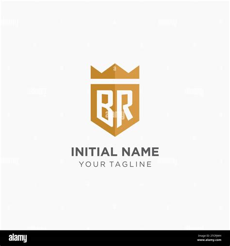 Monogram Br Logo With Geometric Shield And Crown Luxury Elegant