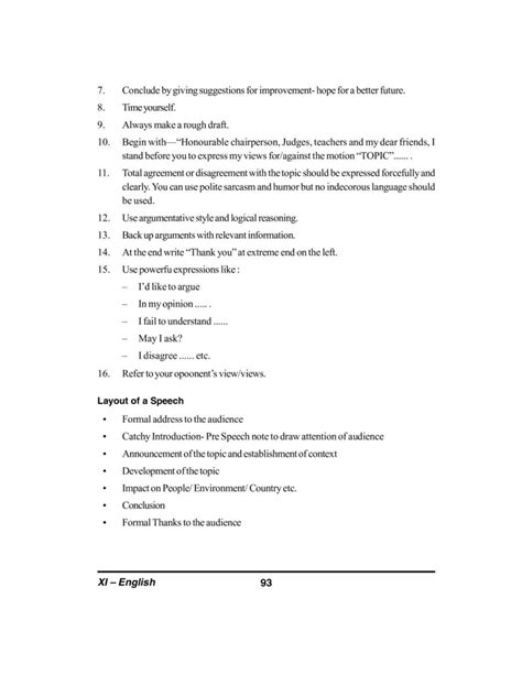 Speech Writing Format Notes For Class 11 English Pdf Oneedu24