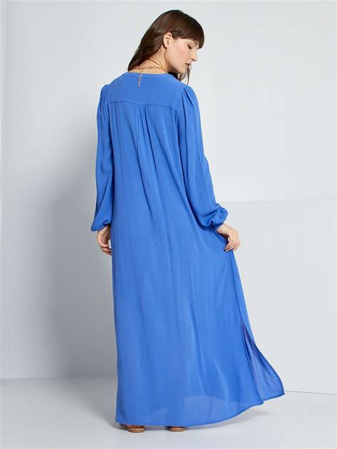 Robe Longue Effet Crêpé Bleu Kiabi 18 00€