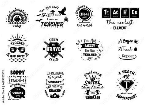 Teacher sign with quotes. Set of funny teachers day emblem or badges ...