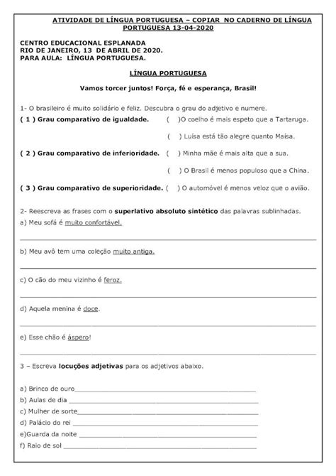 PDF ATIVIDADE DE LÍNGUA PORTUGUESA COPIAR NO CADERNO DE Relação