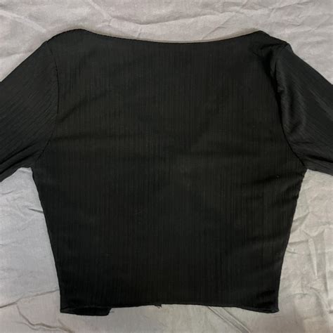 Black Naked Wardrobe Longs Sleeve Cropped Top Ribbed Depop