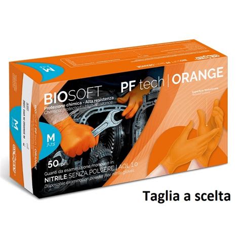 Guanti In Nitrile Arancioni Glovely Biosafe Pf Tech Conf Pz