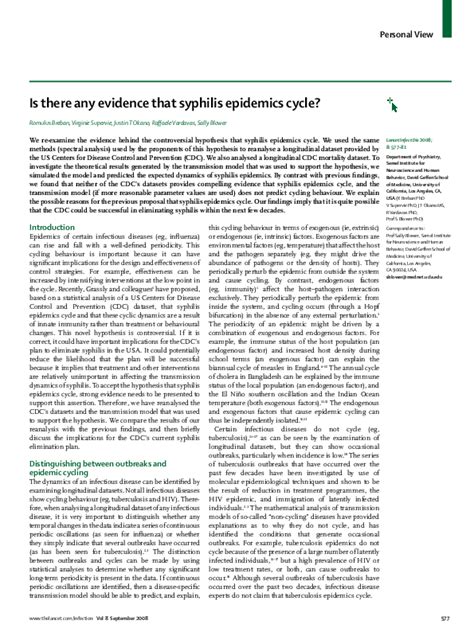 Pdf Is There Any Evidence That Syphilis Epidemics Cycle Romulus Breban