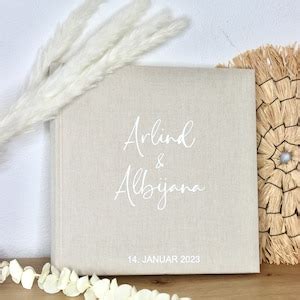 Gästebuch aus Leinen Hochzeit Fotoalbum beige weiß minimalistisch Etsy de