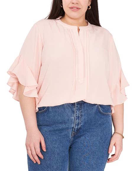 Vince Camuto Plus Size Ruffle Sleeve Henley Blouse Macy S