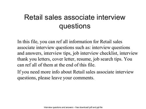 Retail sales associate interview questions