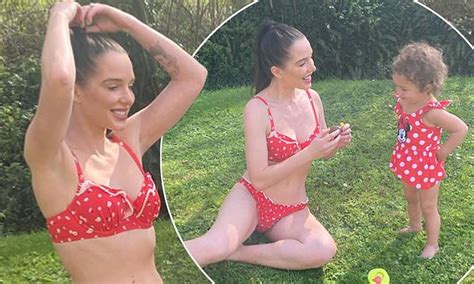 Helen Flanagan Showcases Her Washboard Abs In A Red Dotty Bikini