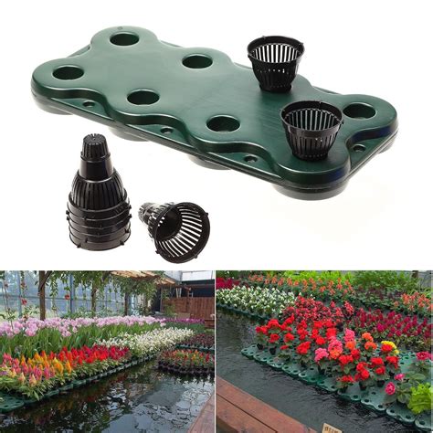 8plugs 1pc Aquaponics Floating Pond Planter Basket Hydroponic Island