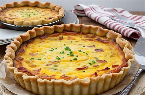 Premium Ai Image Bacon Cheddar And Onion Quiche