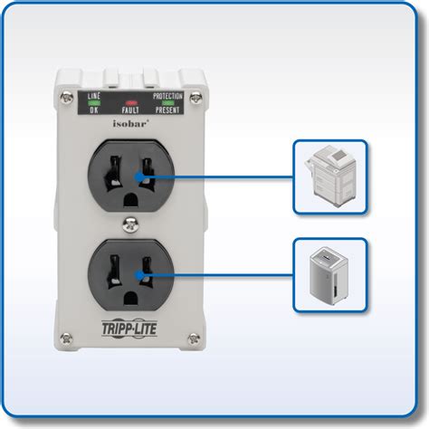 Tripp Lite Isobar Surge Protector Wallmount Direct Plug In 2 Outlet 1410 J Surge Protector