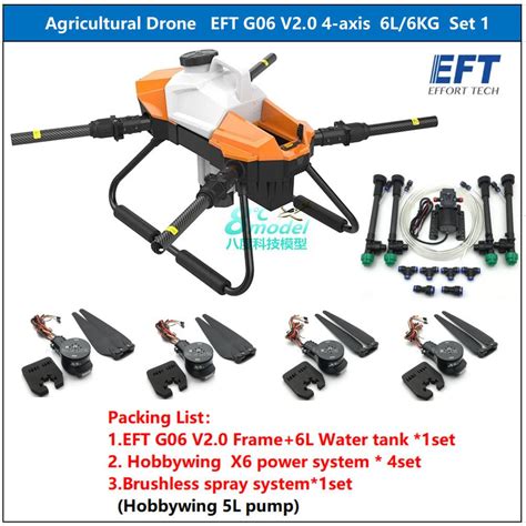 Eft G06 4 Axis Agriculture Drone Spraying Sprayer 6l 18kg 20min Rcdrone