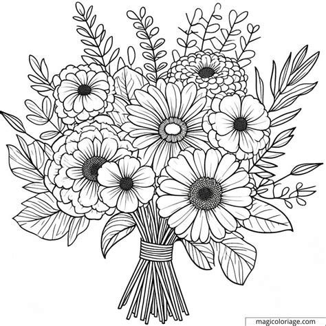 Coloriage Bouquet De Fleurs Facile