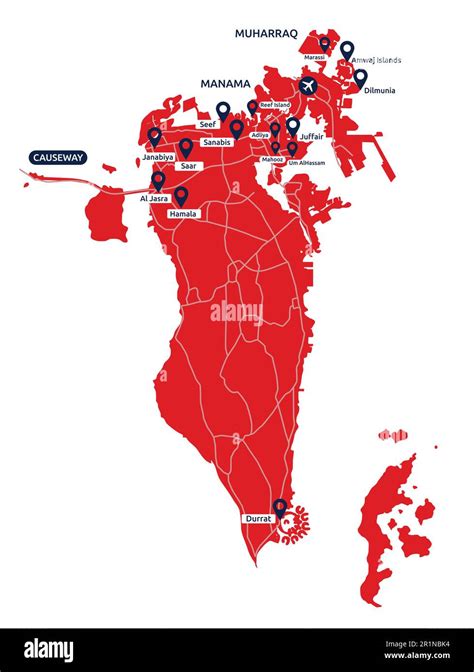 Mapa Actualizado Detallado De Bahrein Con Los Nombres De Las