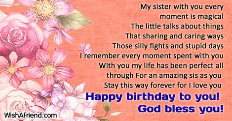 Sister Birthday Poems