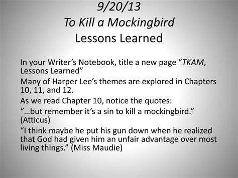 Ppt 92013 To Kill A Mockingbird Lessons Learned Powerpoint