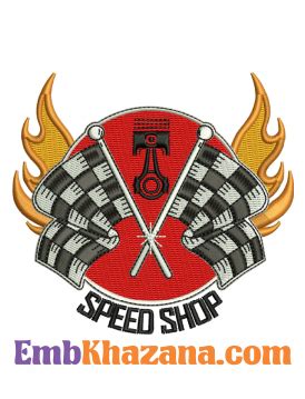 Speed Shop Logo Embroidery Design | Speed Shop Racing Flag Embroidery Design Pattern Dst Jef Pes Exp