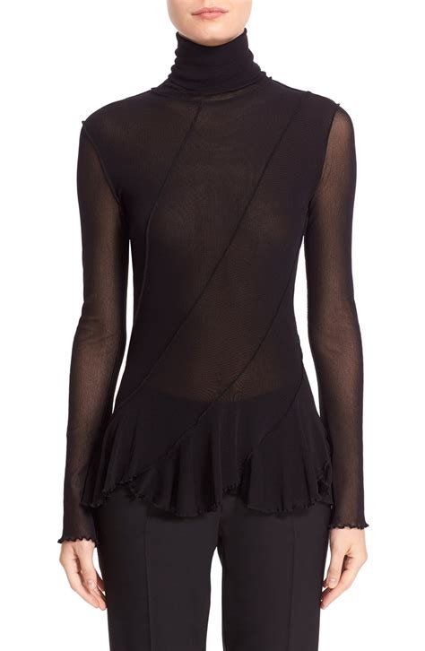 Fuzzi Diagonal Seam Tulle Turtleneck Top Nordstrom