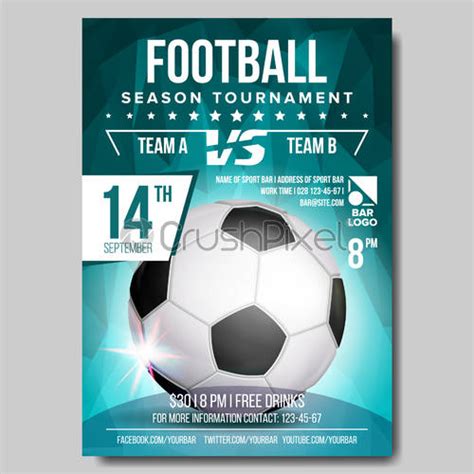 Soccer Poster Vector Football Ball Design For Sport Bar Promotion