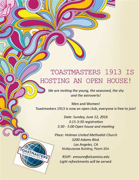 Toastmasters 1913 Open House Holman United Methodist Church